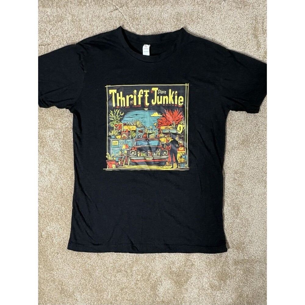 pod USA Thrift Store Junkie Graphic Cotton Crew Neck Short Sleeve Tee Black L